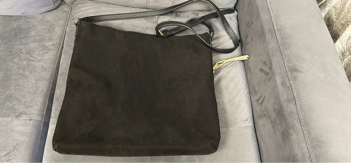 River Island Black Suede and Leather Shoulder Bag - photo 2