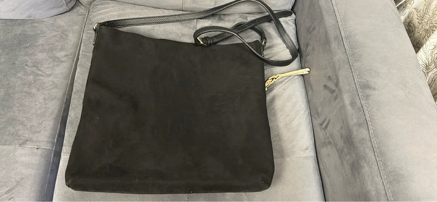 River Island Black Suede and Leather Shoulder Bag - photo 2