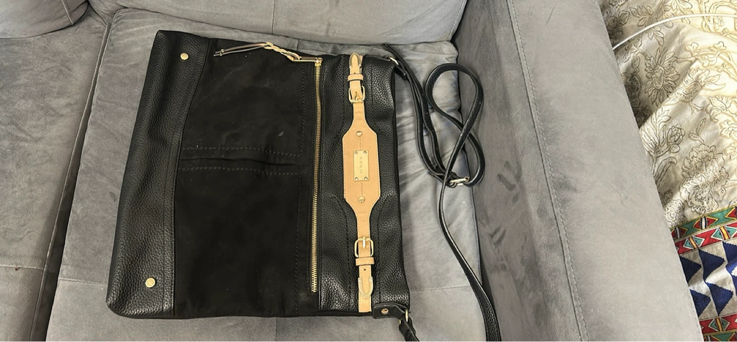 River Island Black Suede and Leather Shoulder Bag