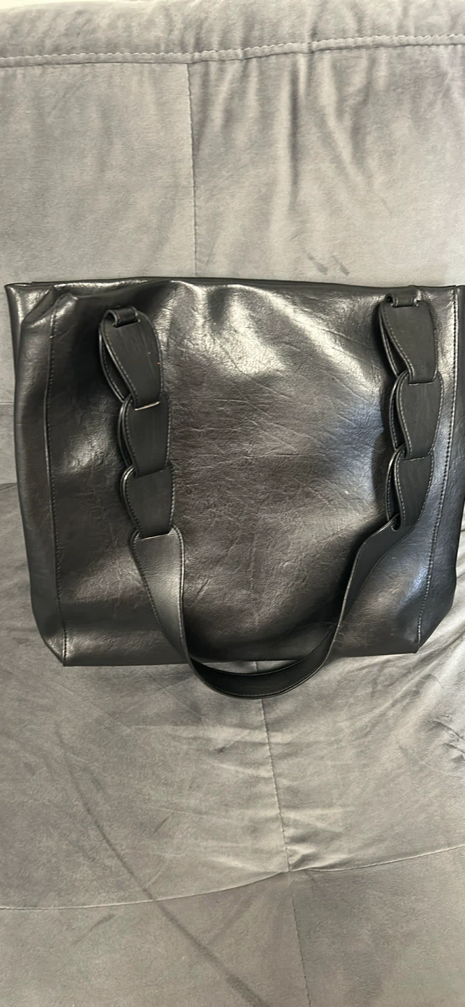 Black Faux Leather Tote Bag - photo 2