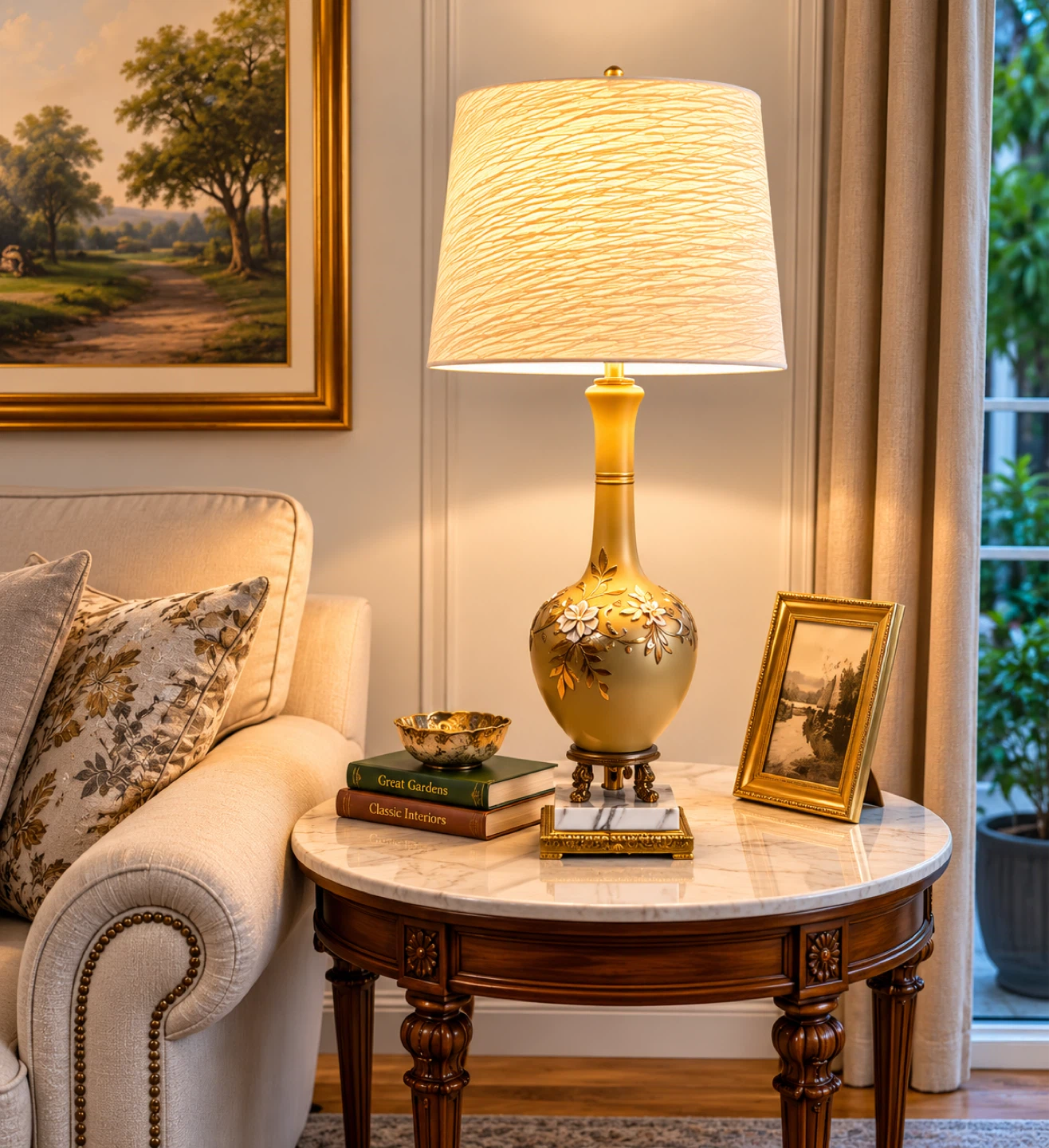 Table Lamp with Floral Design