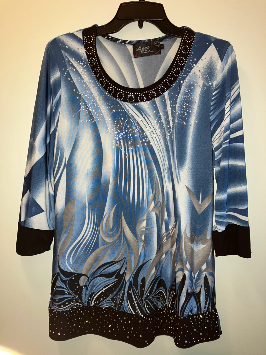 Best Collection Women's Blue Abstract Print Blouse - Size S
