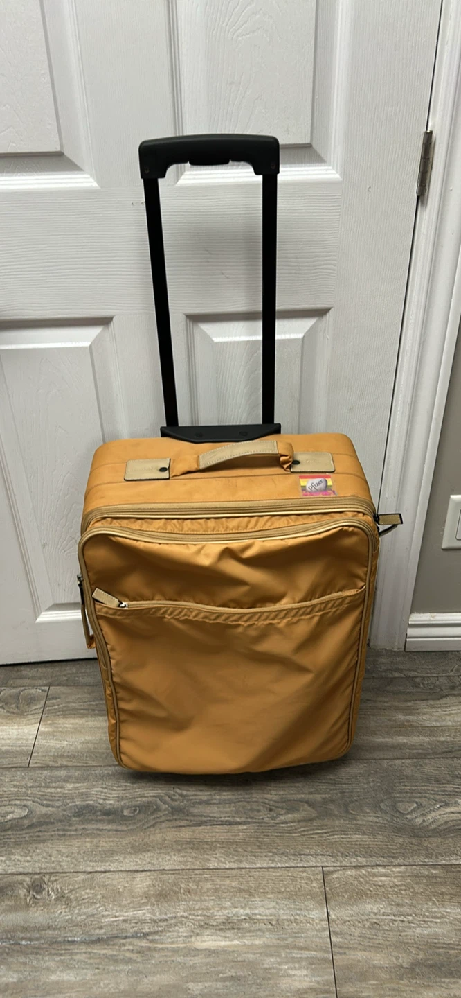 Tan Rolling Carry-On Suitcase