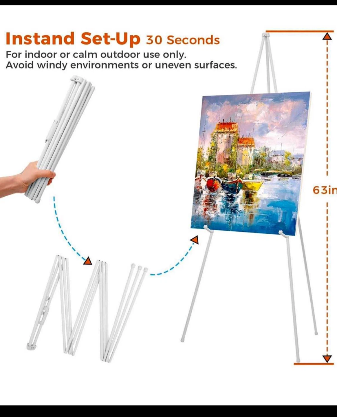 White Portable Display Easel 63 Inch ⚽️