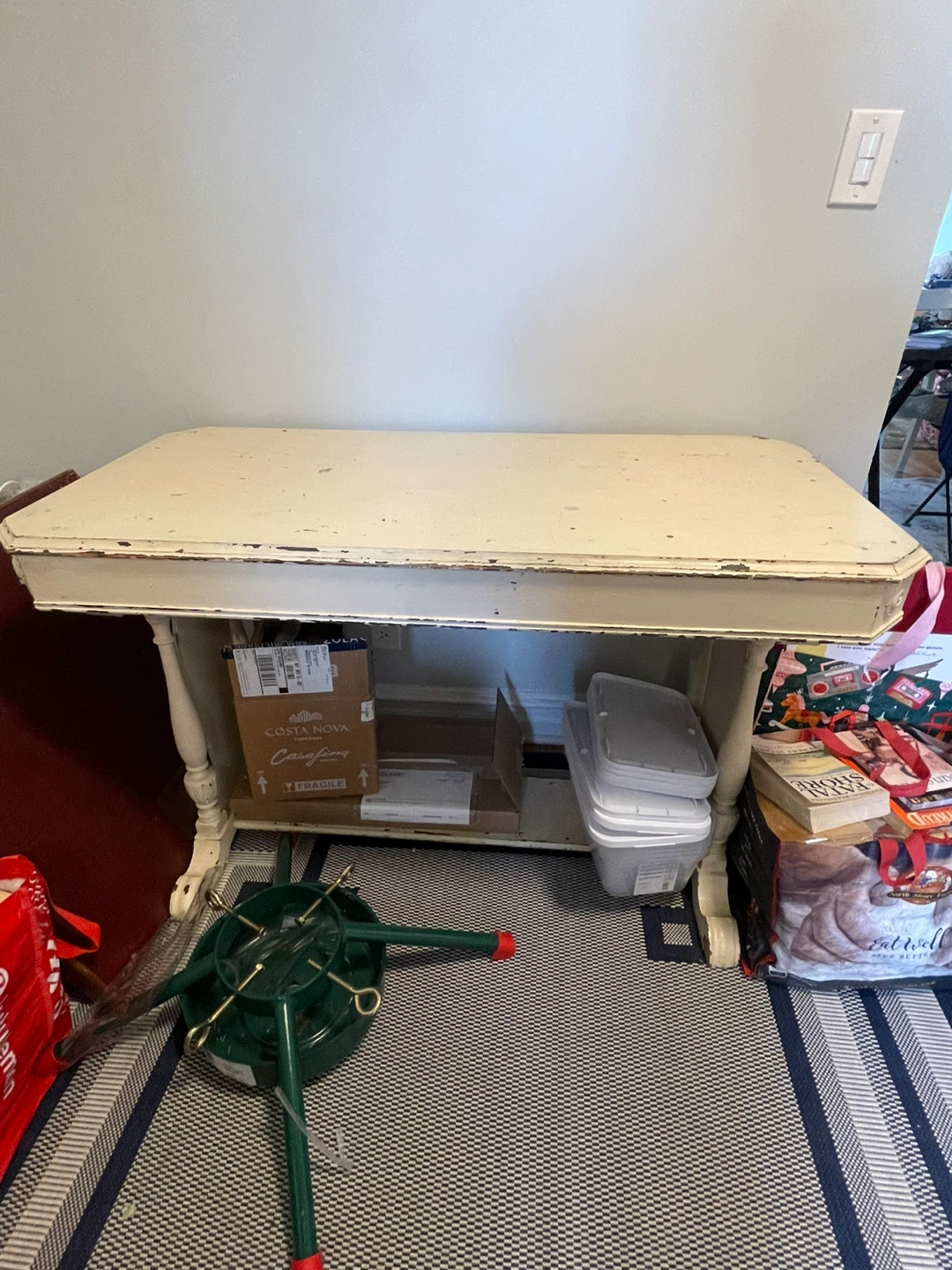 Cream Wood Console Table with Drawer - photo 2