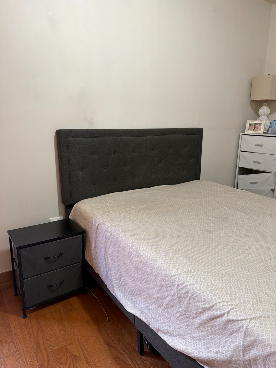 2-Drawer Fabric Storage Nightstand and bed frame