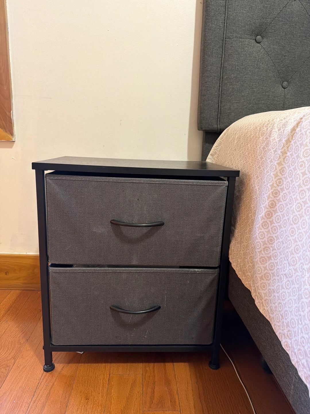 2-Drawer Fabric Storage Nightstand and bed frame - photo 3