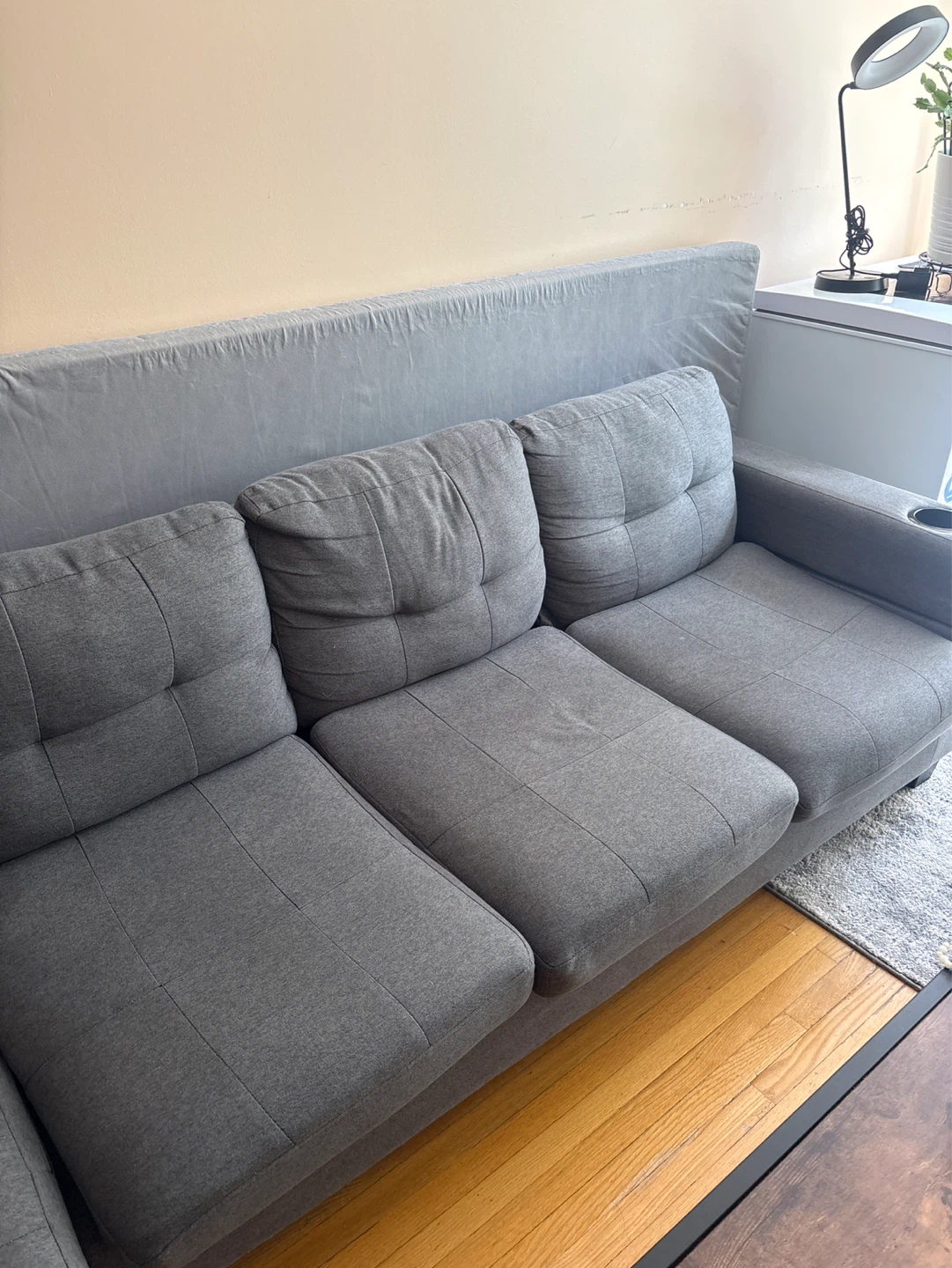 Grey Sectional Sofa Couch with Cup Holders - photo 3