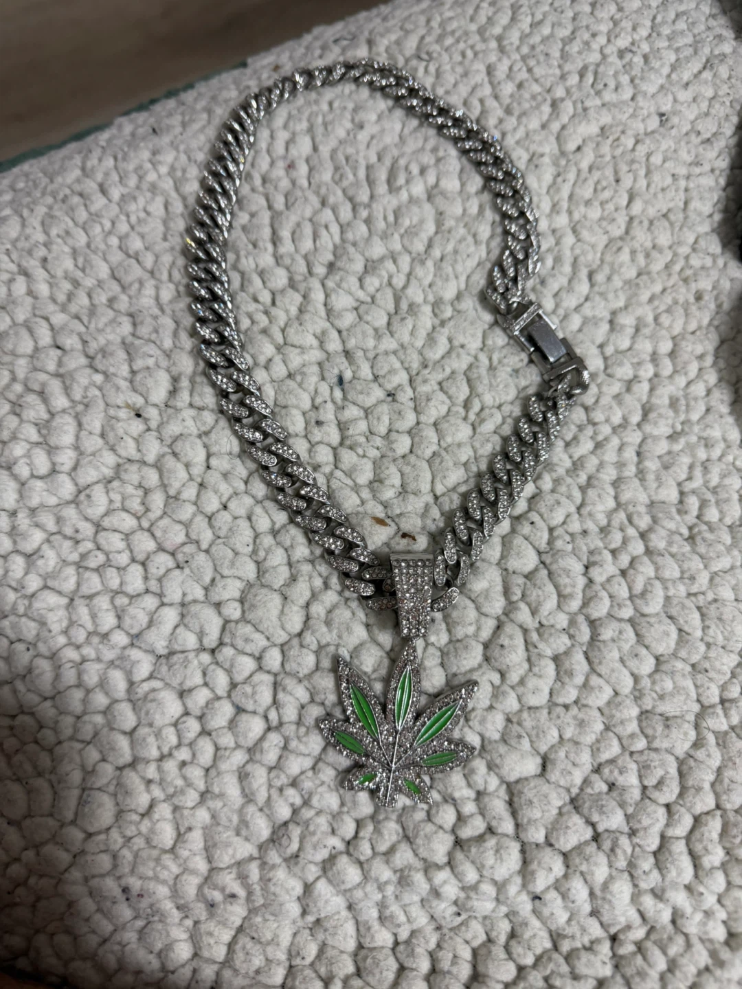 Iced Out Marijuana Leaf Pendant Necklace