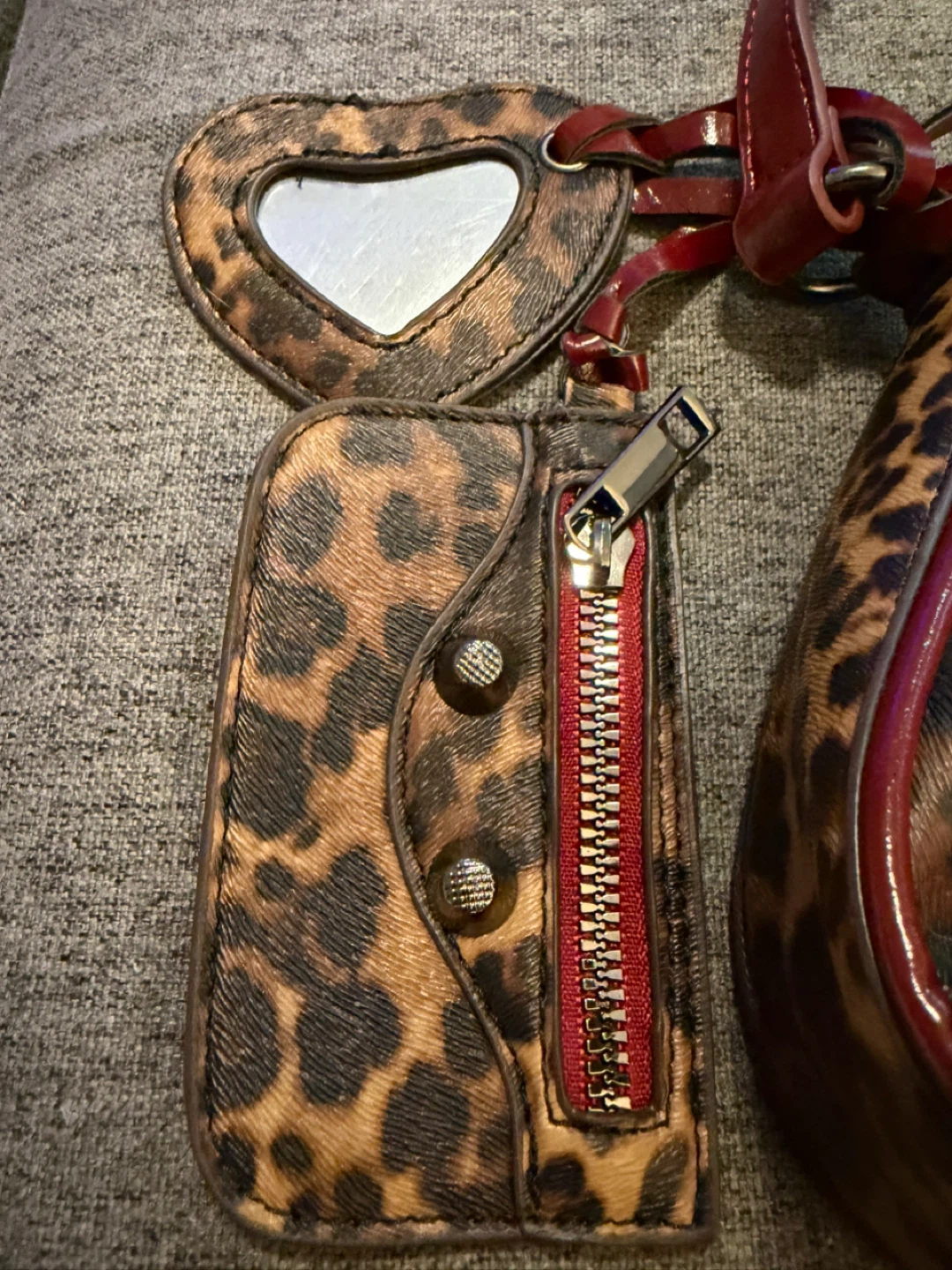 Leopard Print Shoulder Bag with Red Accents - photo 2