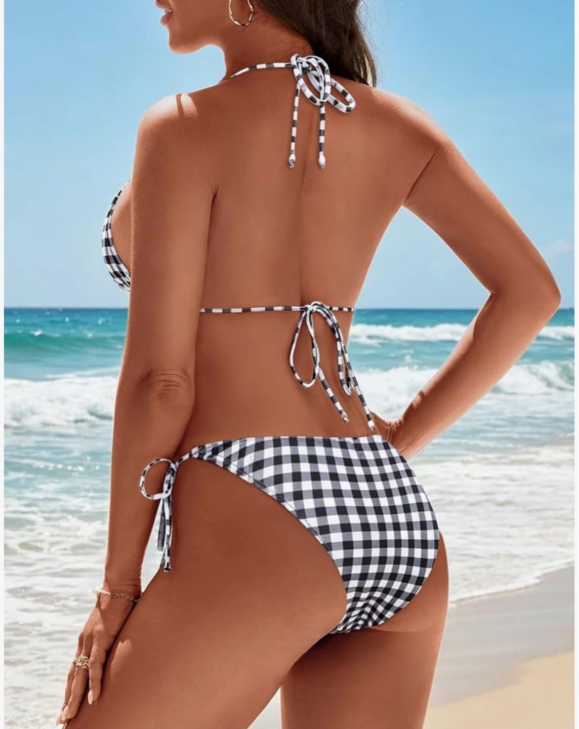 ⚽️ NWT Black & White Gingham Bikini Set Size M - photo 2