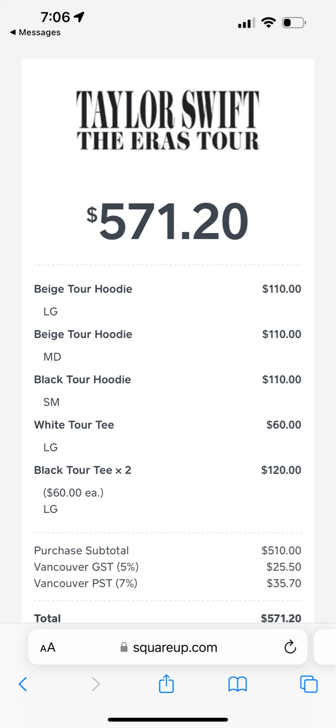 Taylor Swift The Eras Tour White T-Shirt