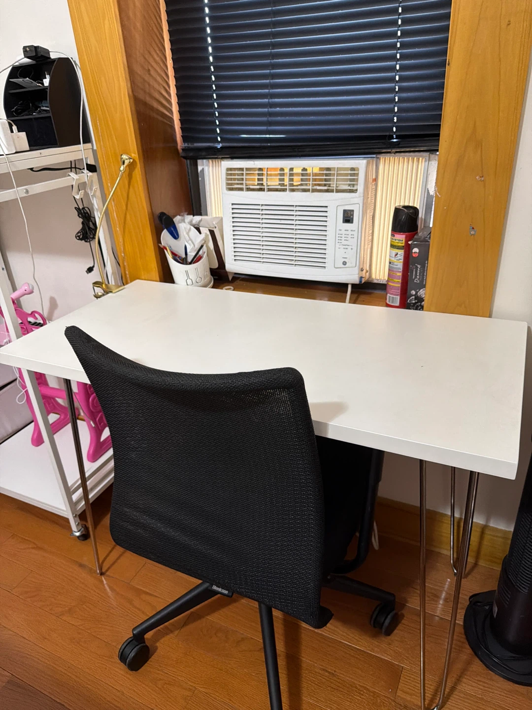 Black Mesh Office Chair and white study table