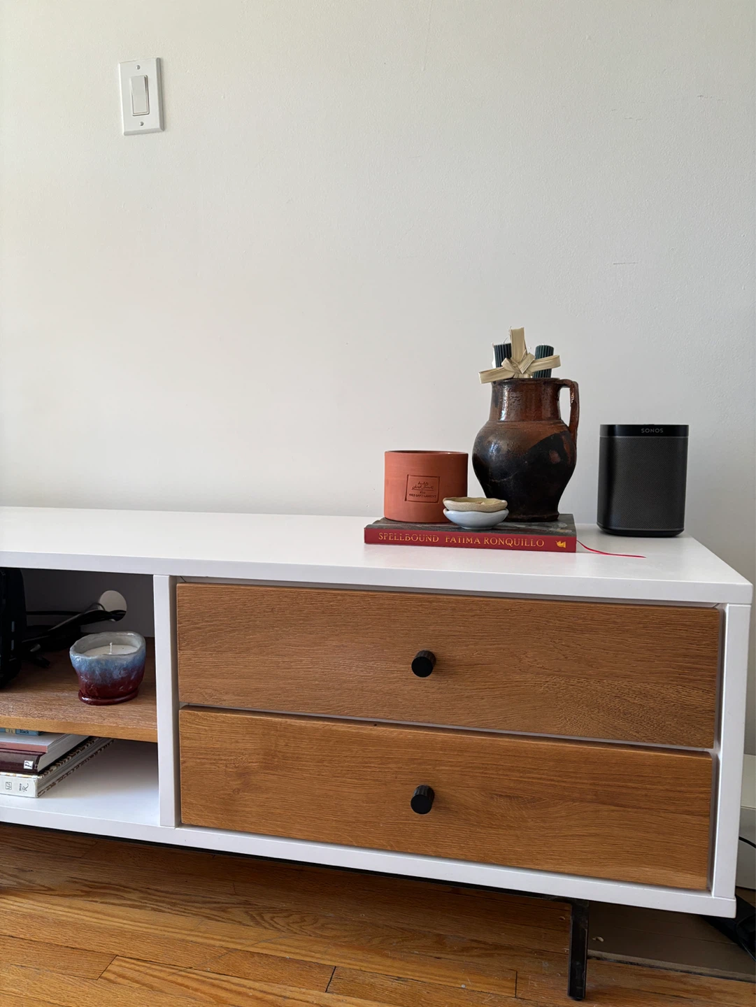 White and Wood TV Stand Media Console - photo 3
