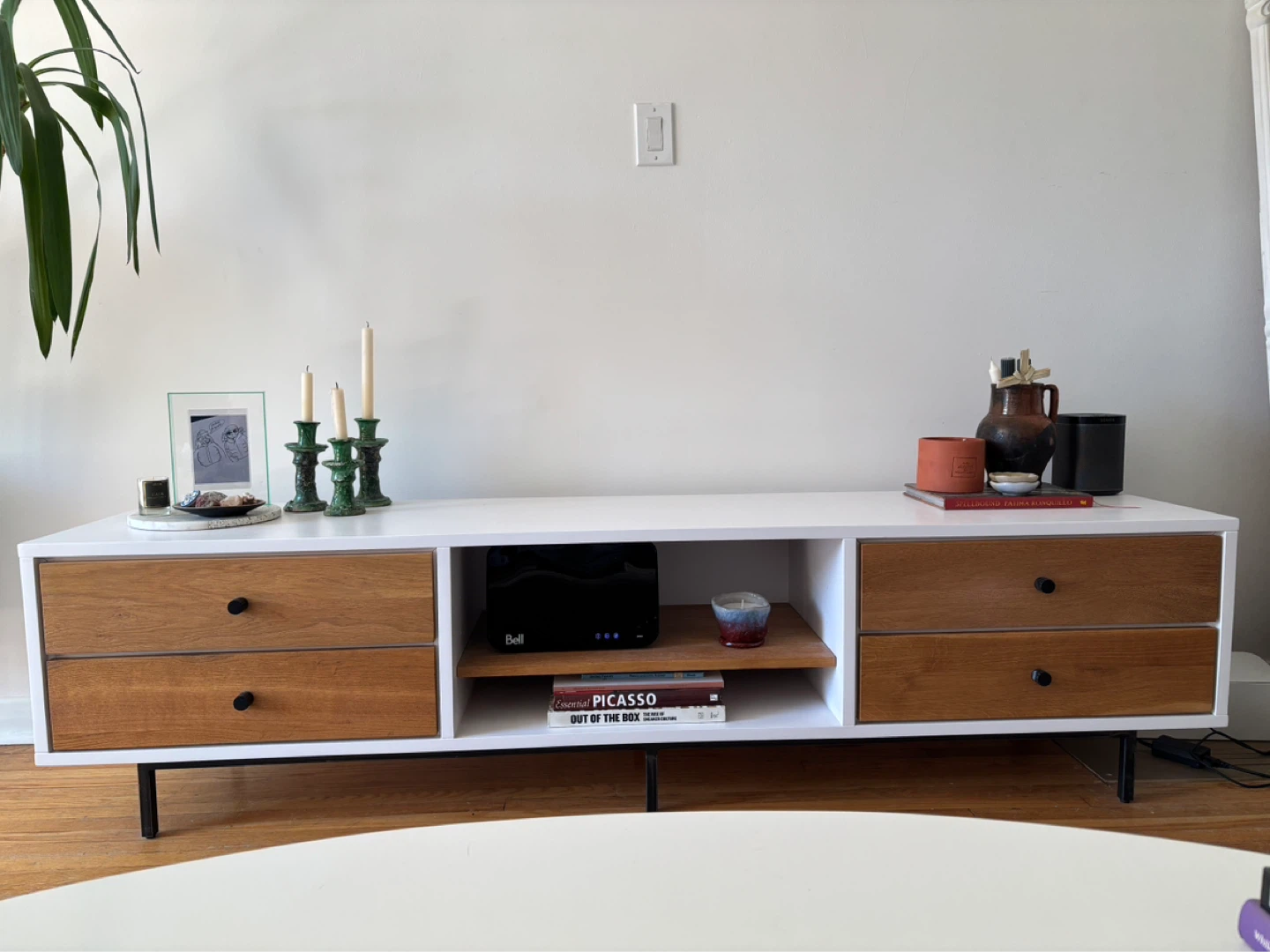 White and Wood TV Stand Media Console