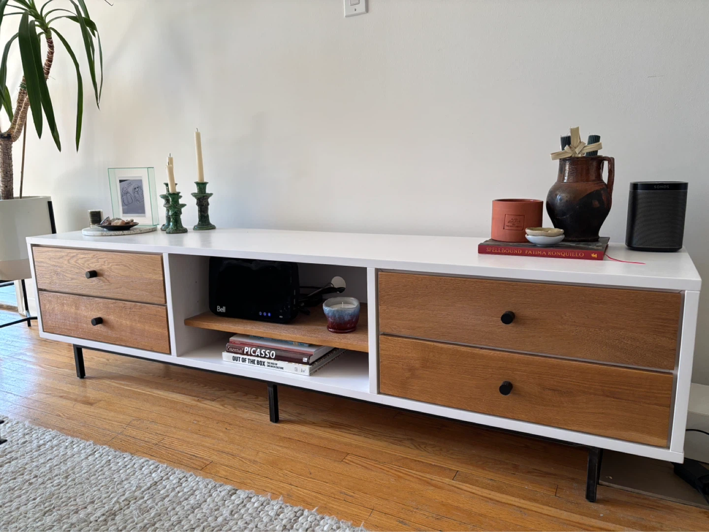 White and Wood TV Stand Media Console - photo 2