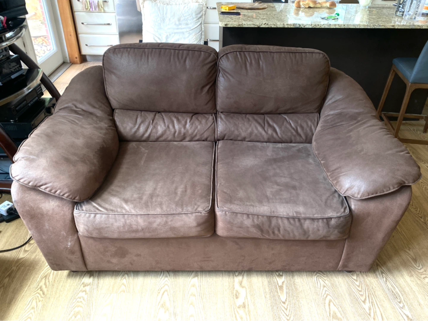 Hughes Furniture Brown Microfiber Loveseat Sofa (CAN DELIVER)
