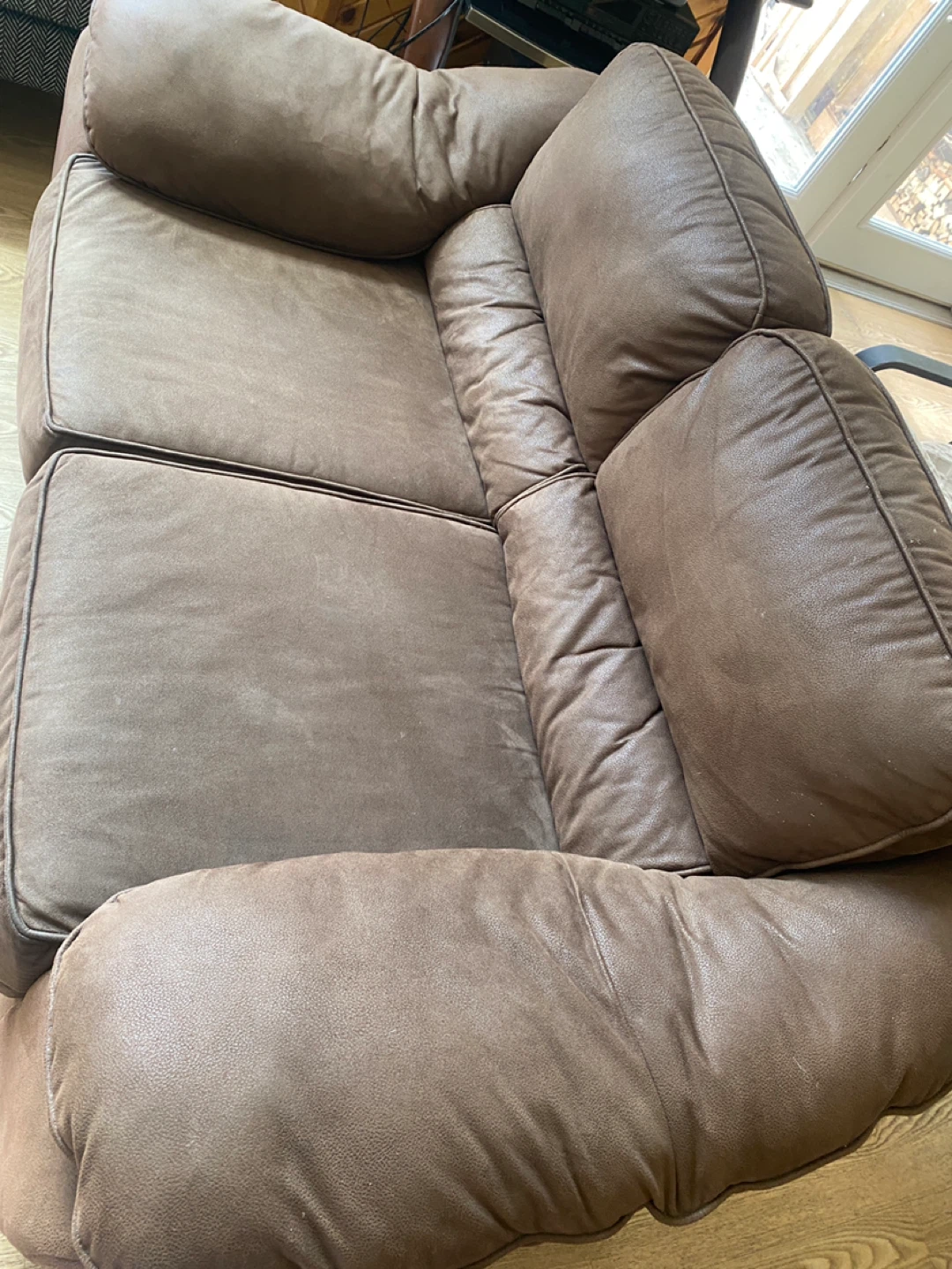 Hughes Furniture Brown Microfiber Loveseat Sofa (CAN DELIVER) - photo 3