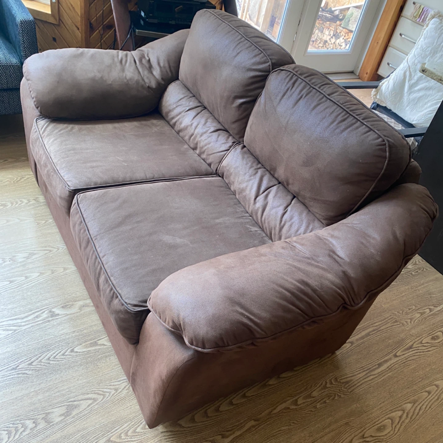 Hughes Furniture Brown Microfiber Loveseat Sofa (CAN DELIVER) - photo 2