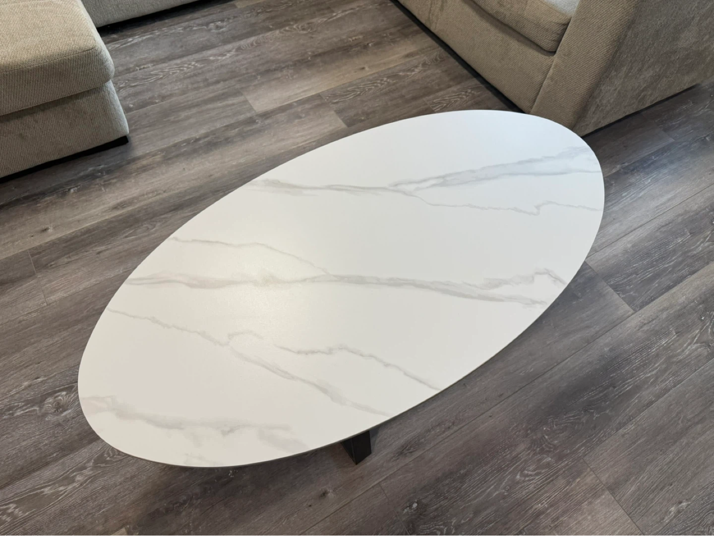 Oval Coffee Table with faux Marble Top - photo 2
