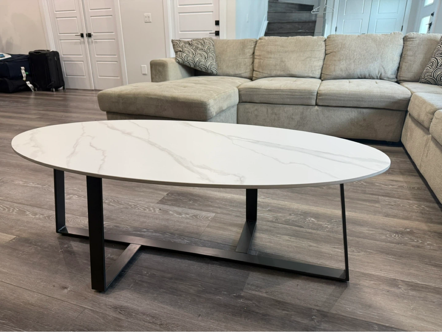 Oval Coffee Table with faux Marble Top