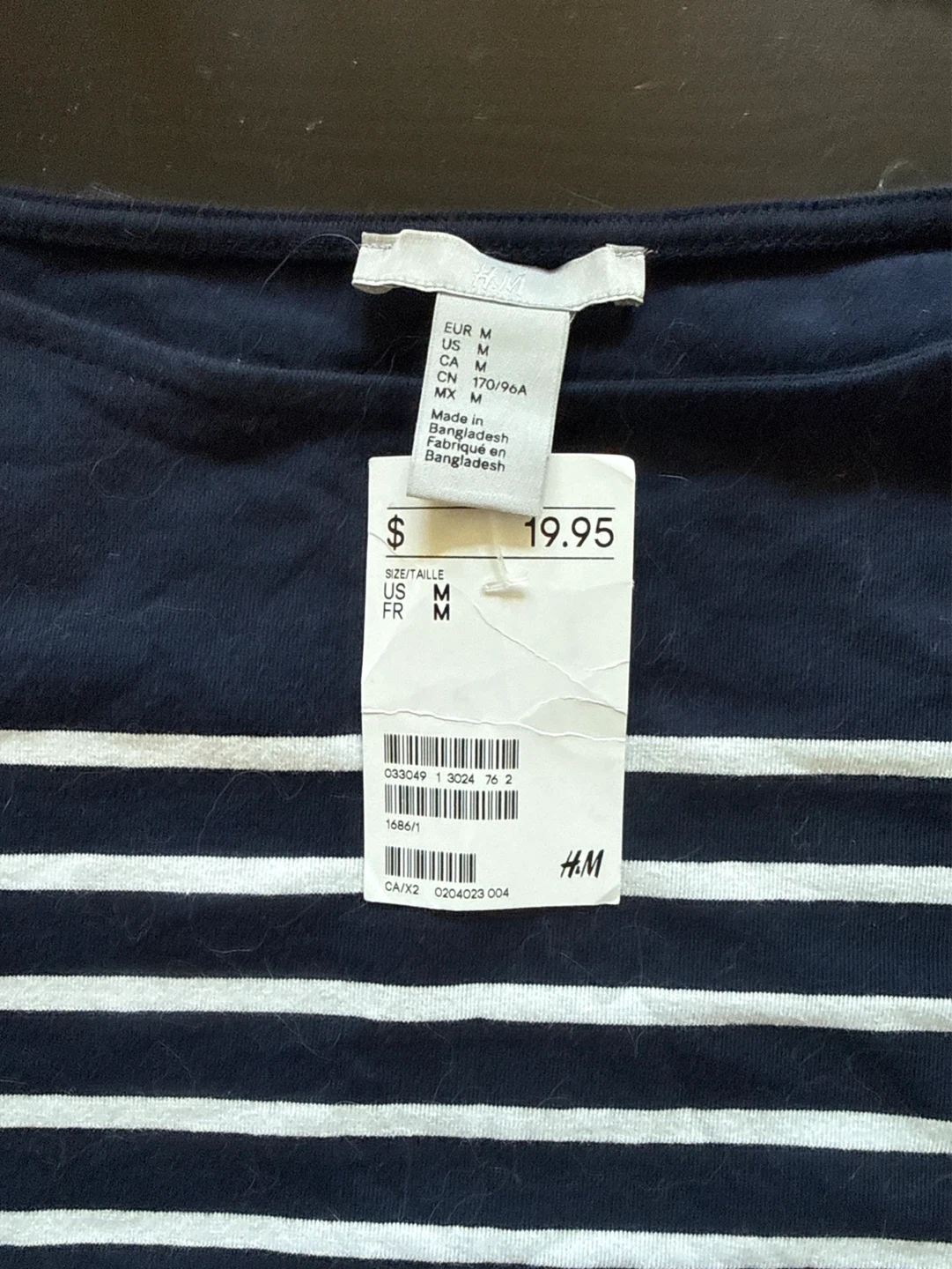 ⚽️ H&M Striped Boat Neck Long Sleeve Shirt - Medium - photo 2