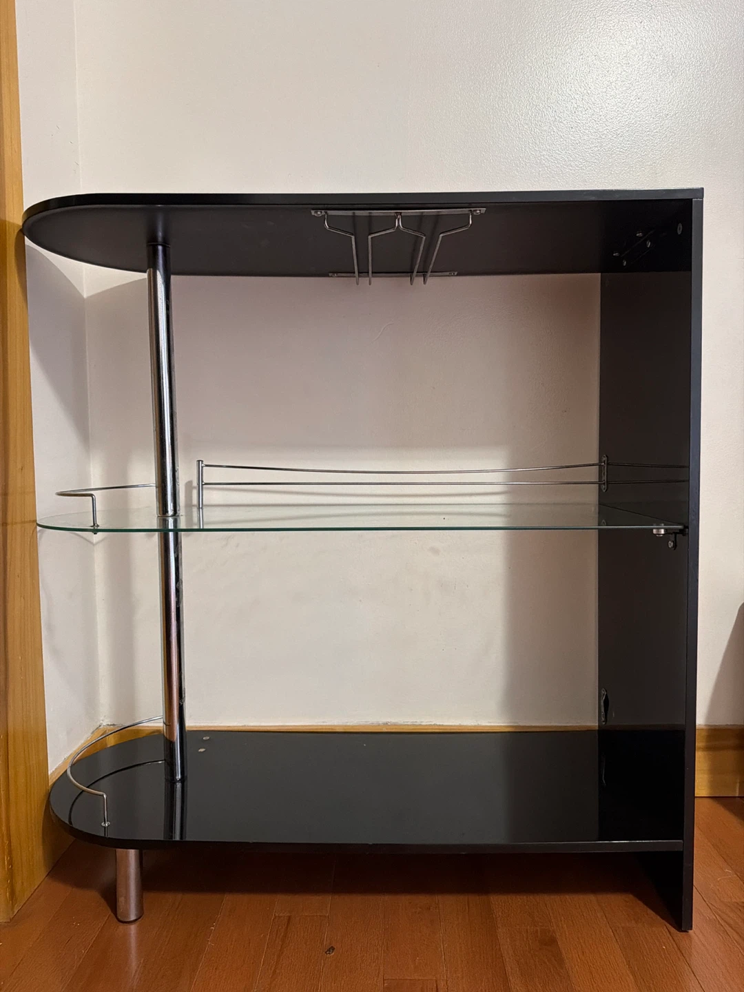 Black Bar Cart with Glass Shelves - photo 2