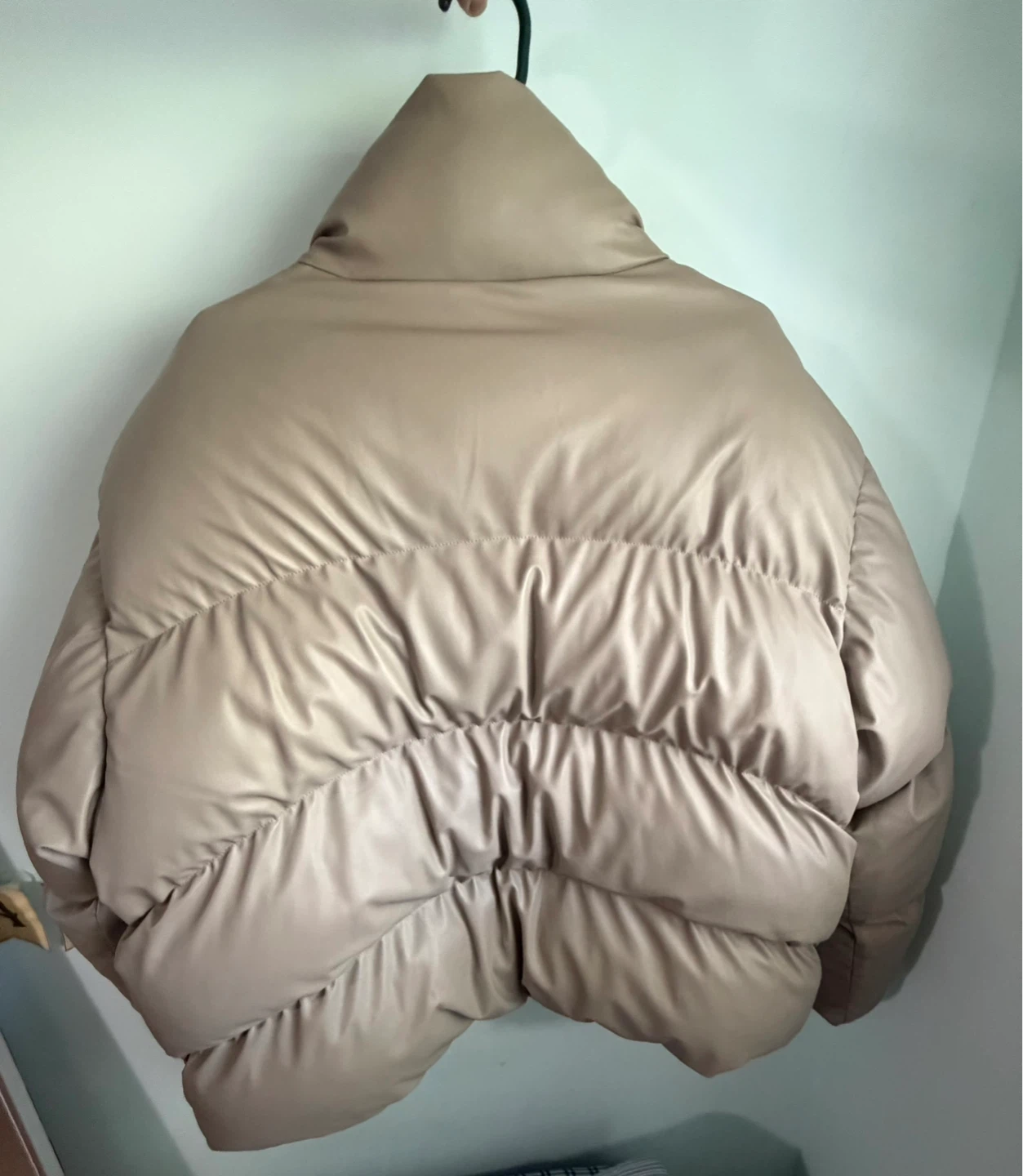 ZARA Beige Faux Leather Puffer Jacket - photo 2