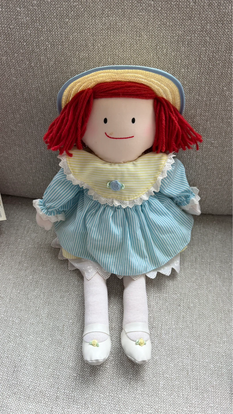 Madeline 17” Doll with Straw Hat and Blue Striped Dress