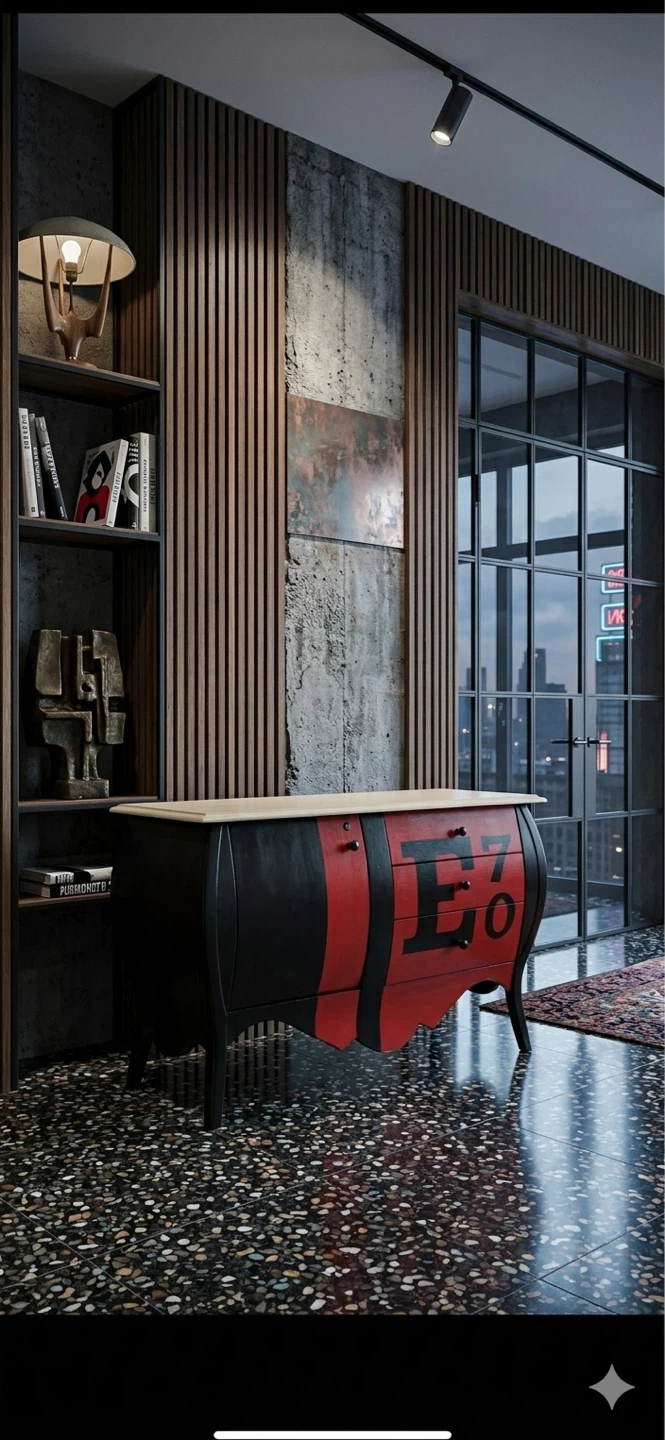 E70" Statement Cabinet / Credenza  Rare Avant-Garde Industrial