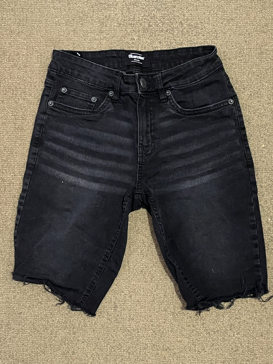 Bluenotes Black Denim SlimfitCutoff Shorts (Size 28)