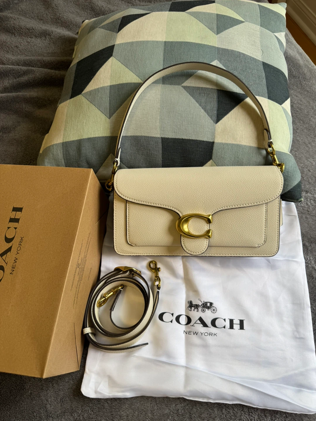 Coach Cream Pebbled Leather Shoulder Bag with Strap - photo 2