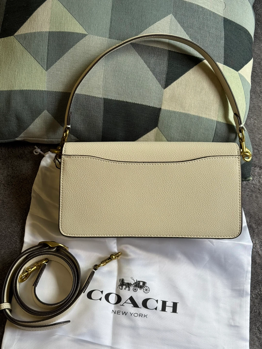 Coach Cream Pebbled Leather Shoulder Bag with Strap - photo 3