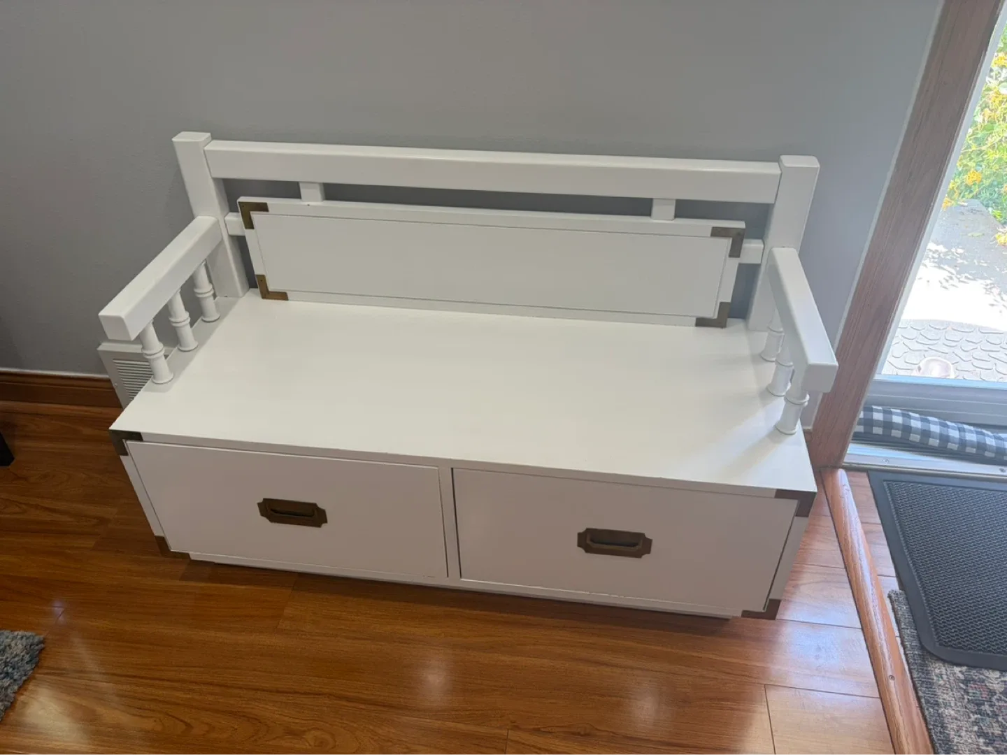 White Storage Bench with Two Drawers