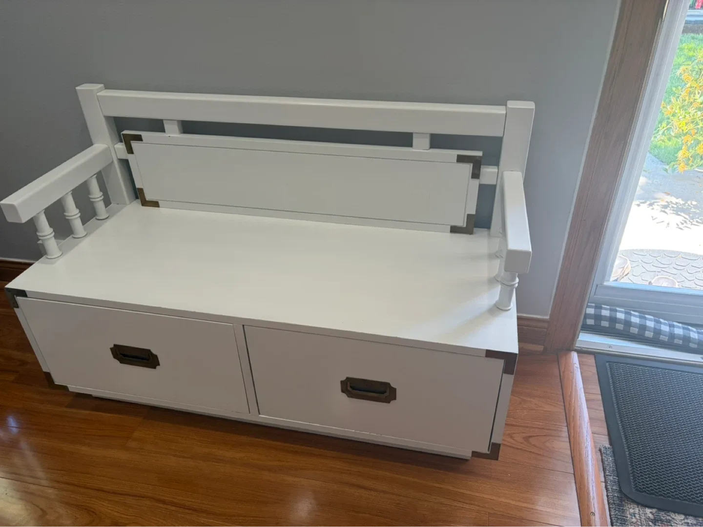 White Storage Bench with Two Drawers - photo 4