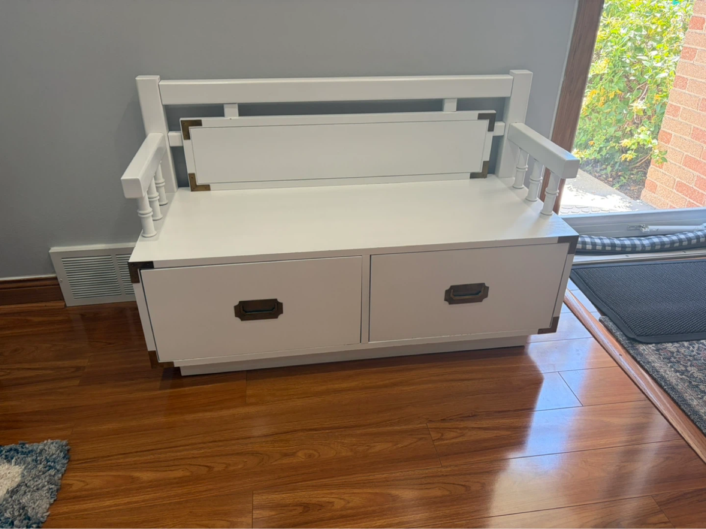White Storage Bench with Two Drawers - photo 2