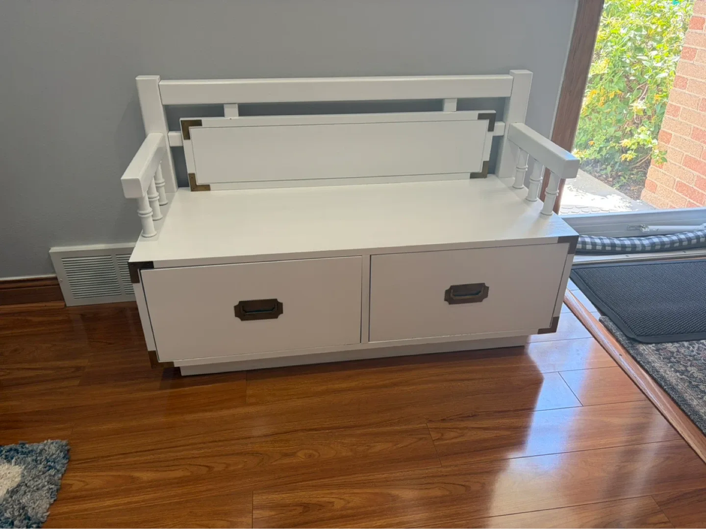 White Storage Bench with Two Drawers - photo 2
