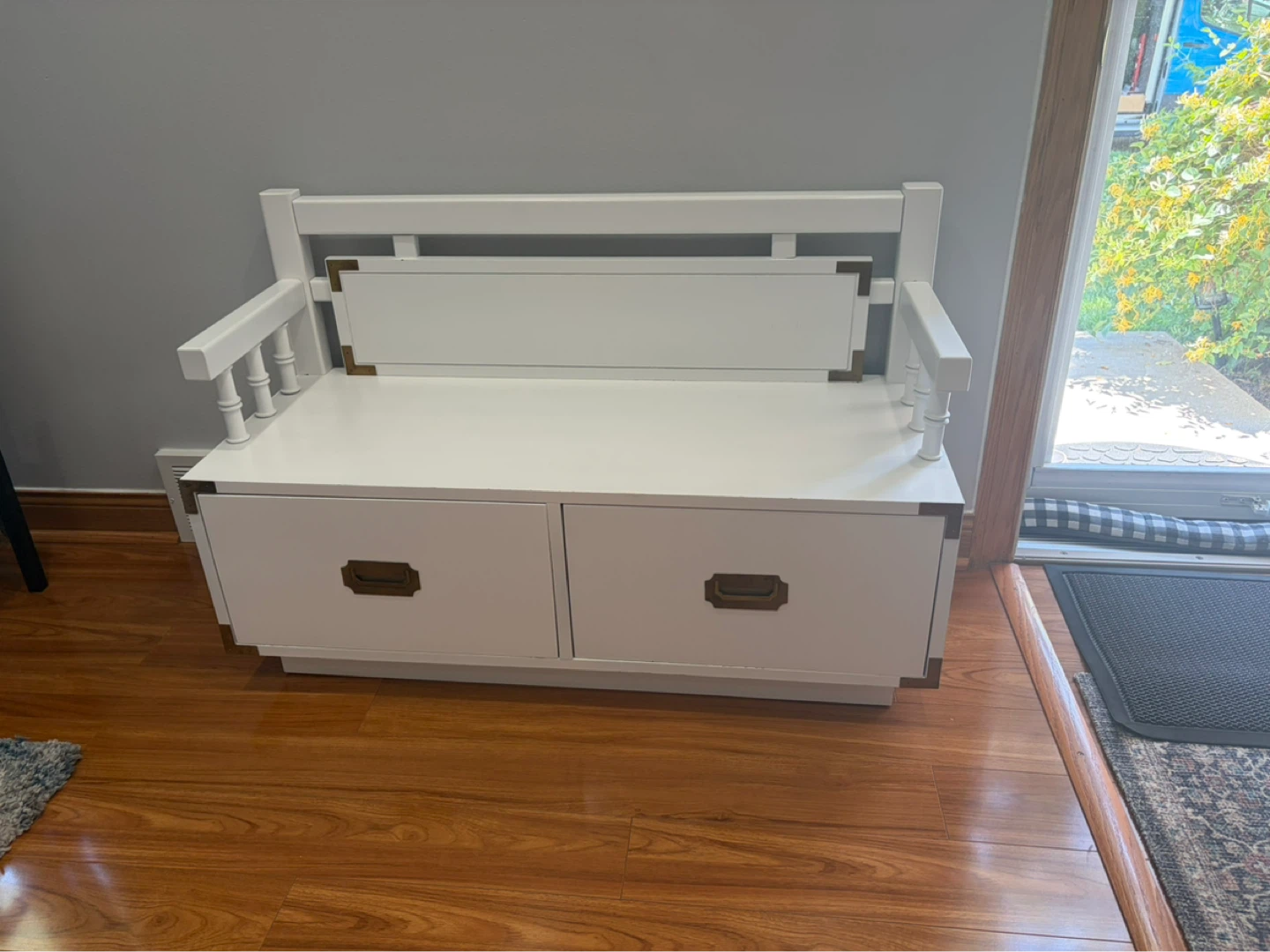 White Storage Bench with Two Drawers - photo 3