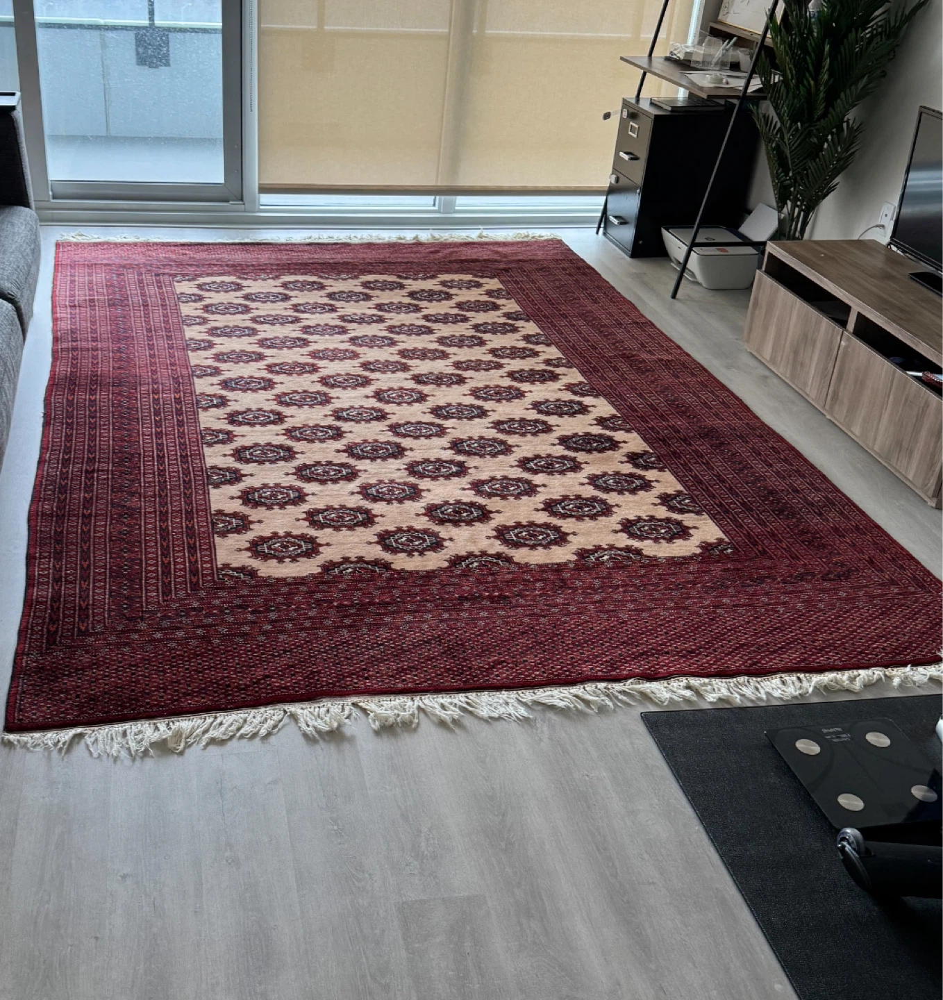 Red and Cream Persian-Style Area Rug