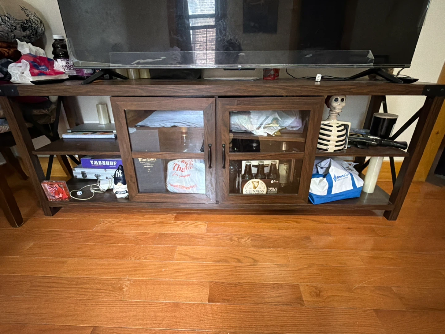 Wooden TV Stand with Glass Doors - photo 3