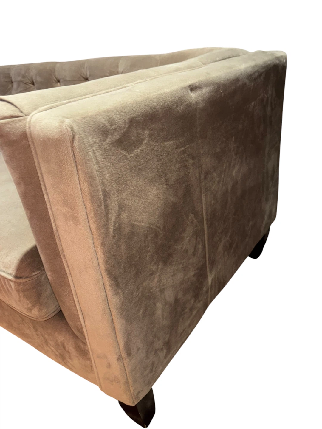 ✨ STUNNING Taupe Velvet Chesterfield / Tuxedo Sofa - photo 2