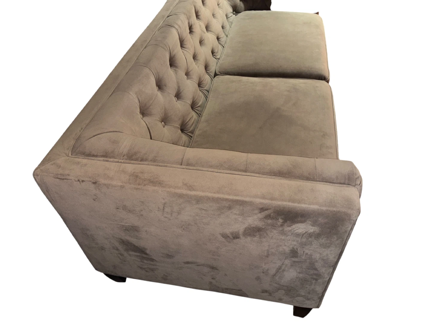 ✨ STUNNING Taupe Velvet Chesterfield / Tuxedo Sofa - photo 4