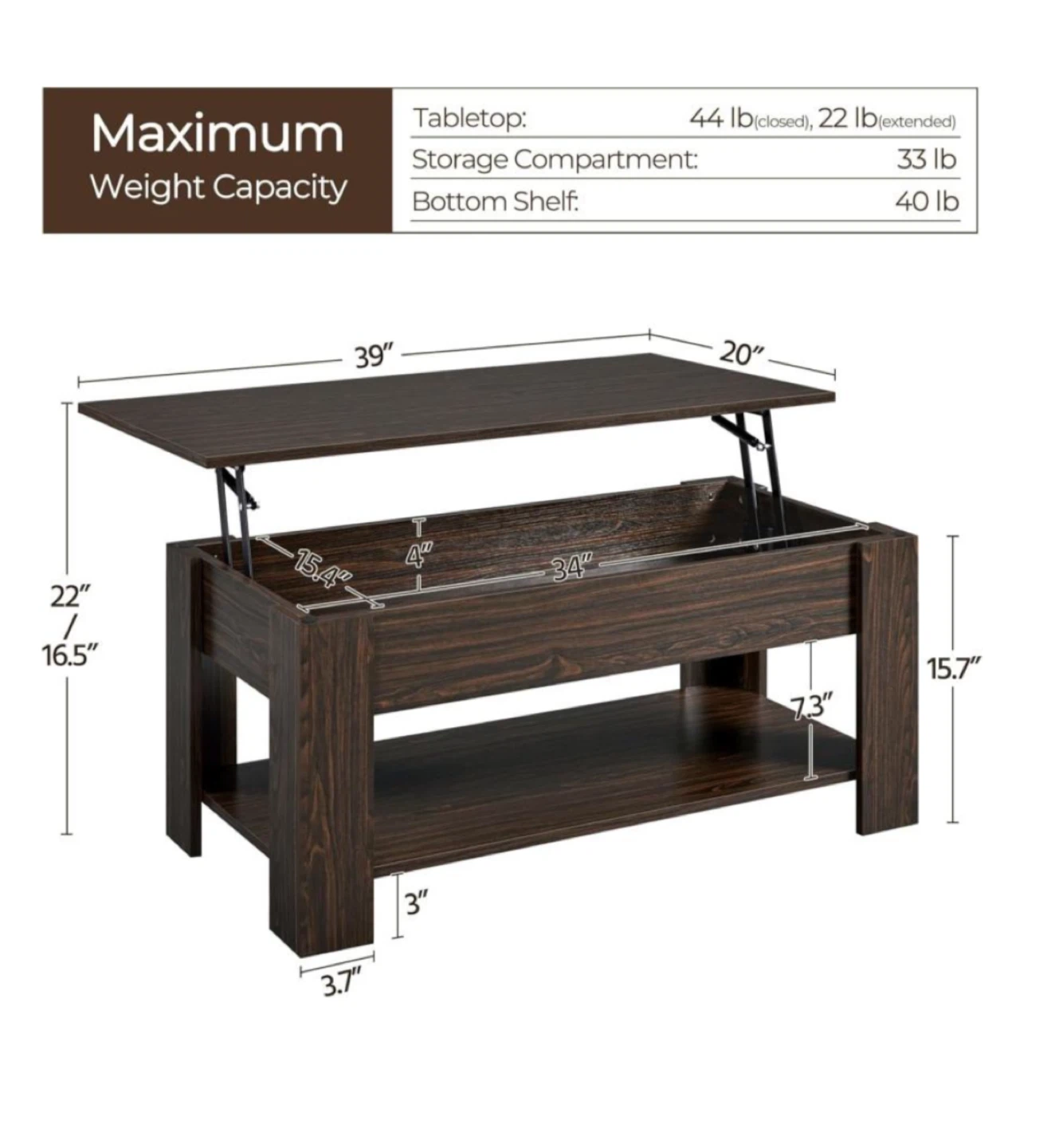 Lift Top Coffee Table with Storage - photo 2
