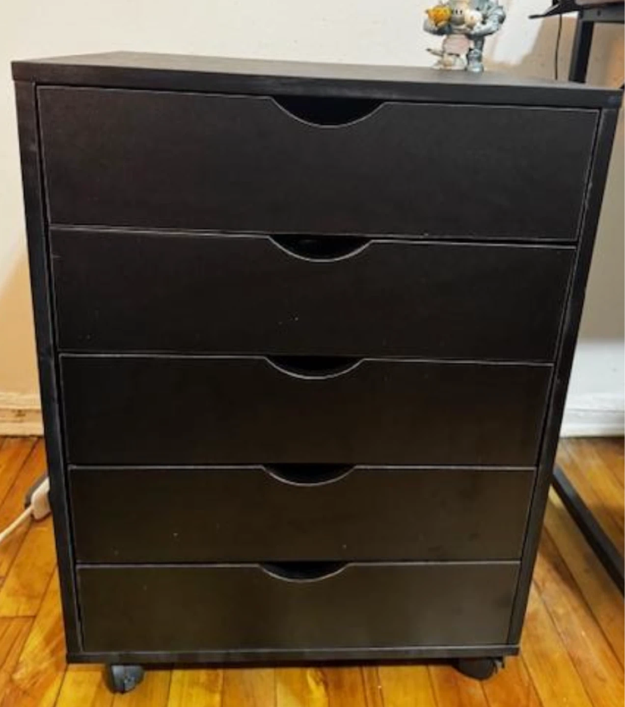 Black 5-Drawer Rolling Storage Cart