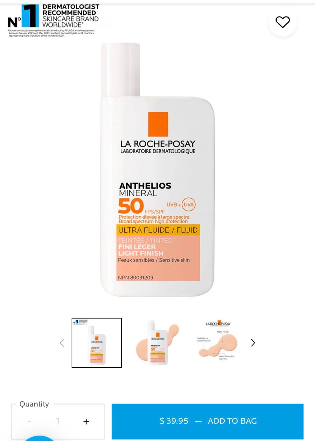 La Roche-Posay Anthelios Mineral SPF 50 Tinted Light Fluid 50ml