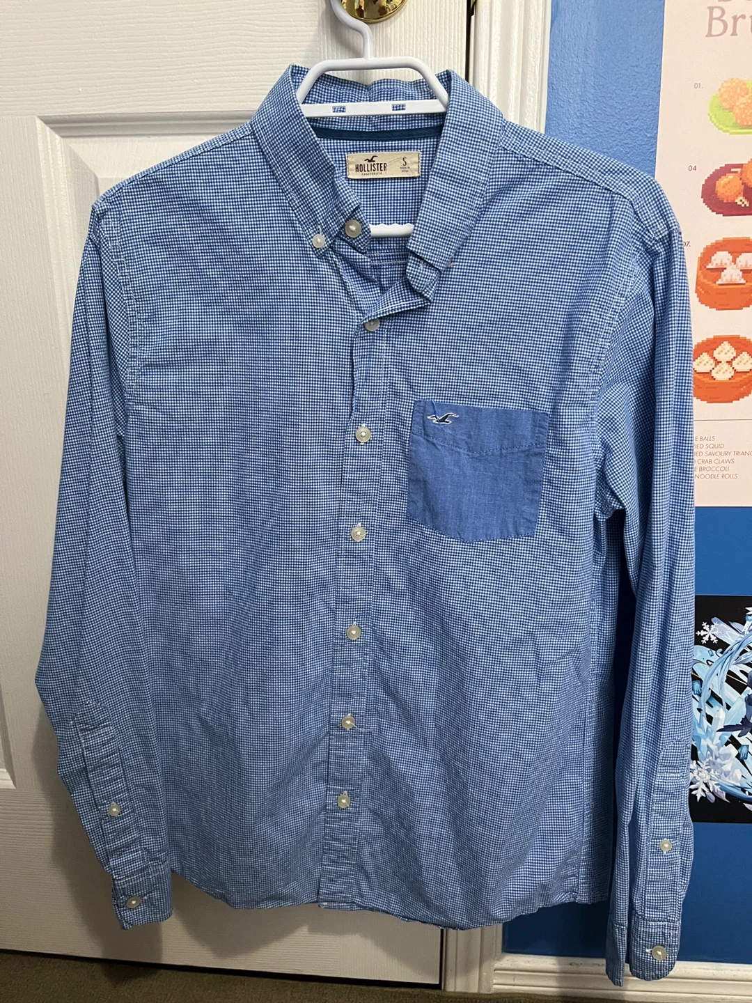 Hollister Blue Button-Up Shirt (Small)