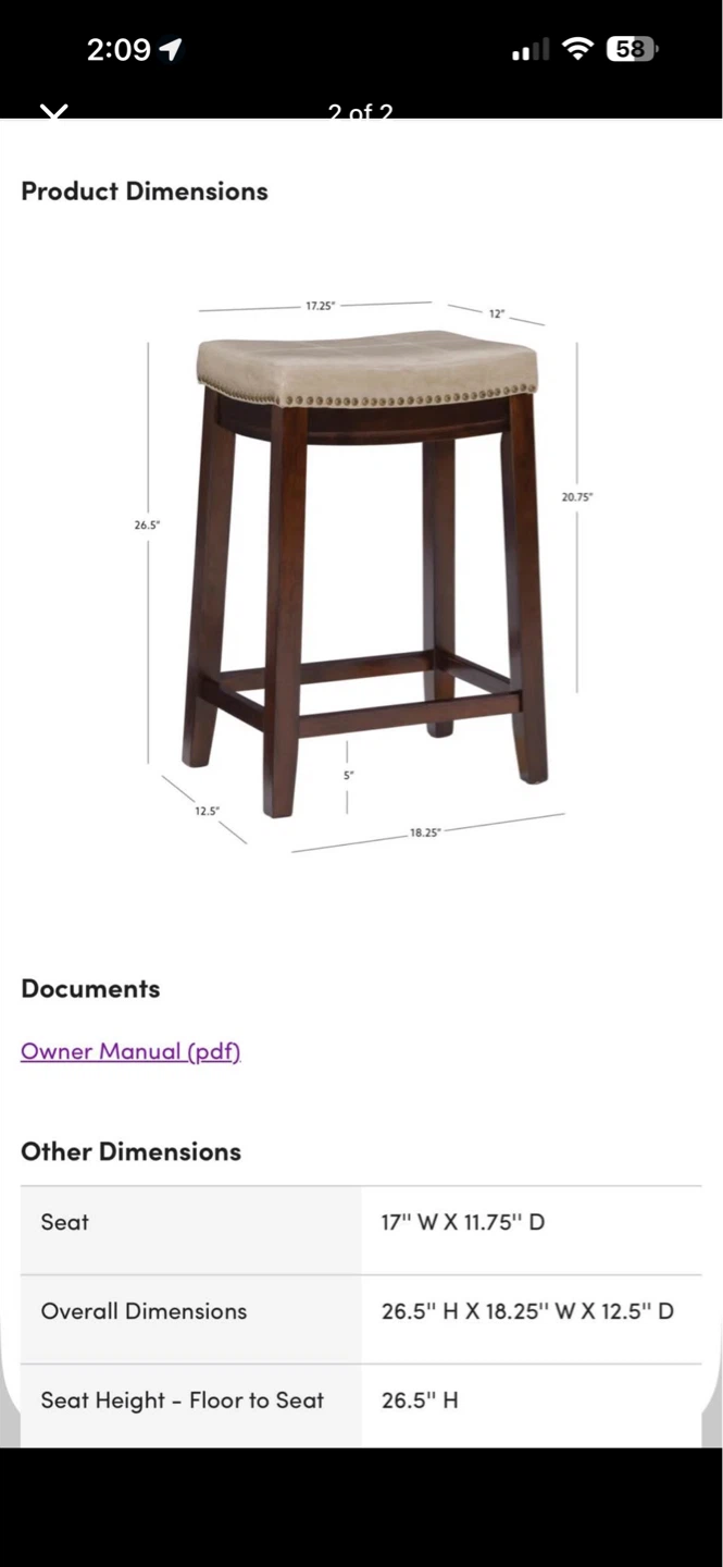Set of 2 Counter Stools – Solid Wood, Grey Upholstered – Wayfair - photo 3