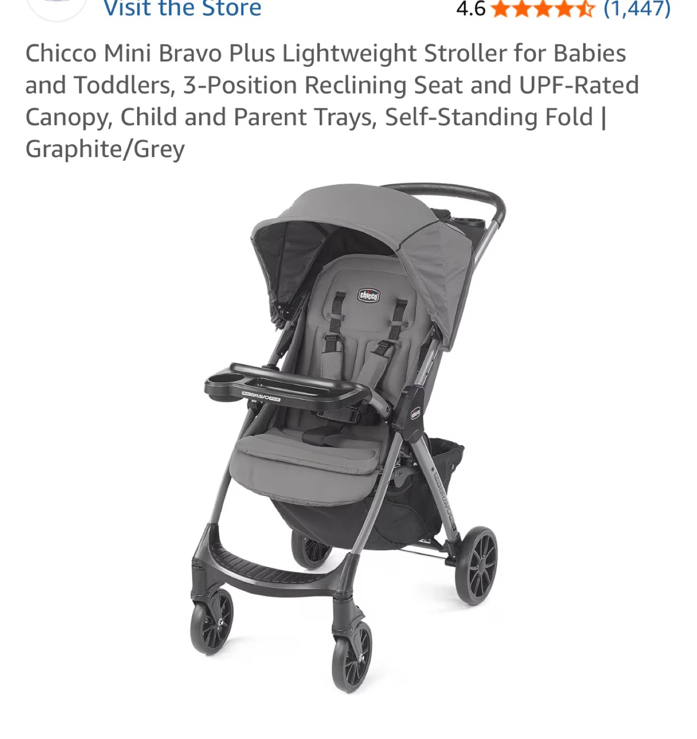 Chicco Mini Bravo Plus Lightweight Stroller Graphite/Grey