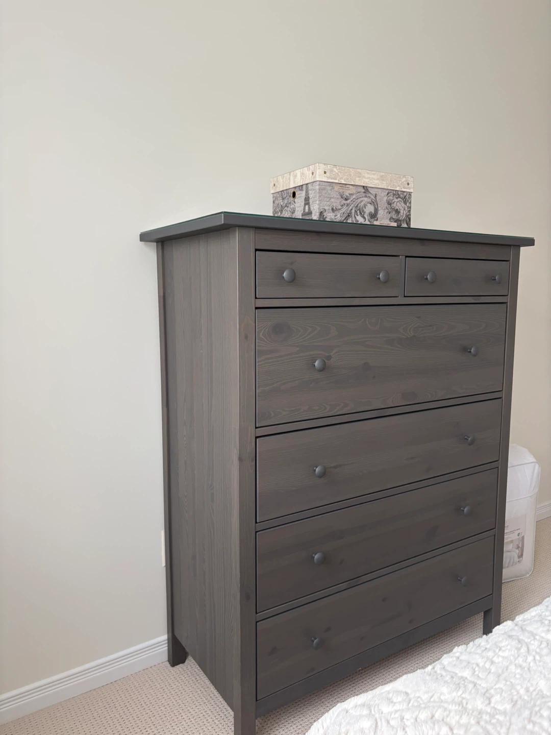 IKEA HEMNES 6-Drawer Dresser  + Glass Top Protector - photo 3