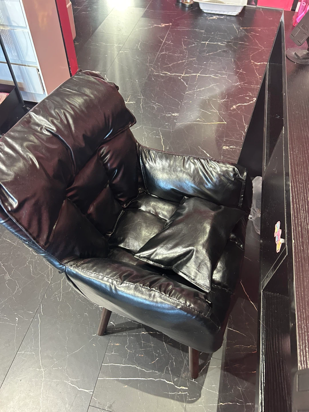 Black Faux Leather Armchair - photo 2